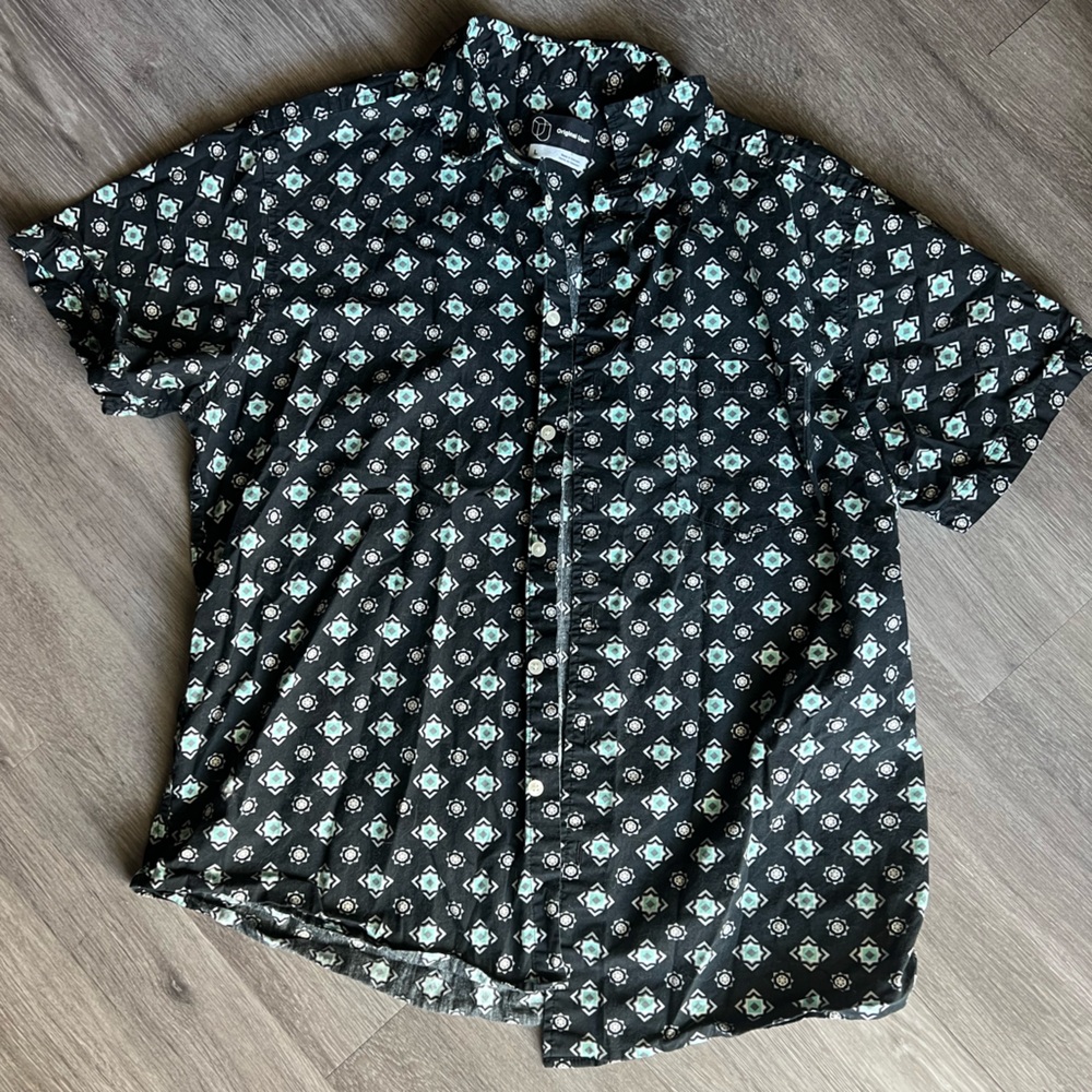 Original Use Black and White Casual Button Down Shirt